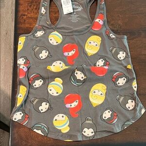 Disney princess Gray Tank Top with Colorful Princess Faces